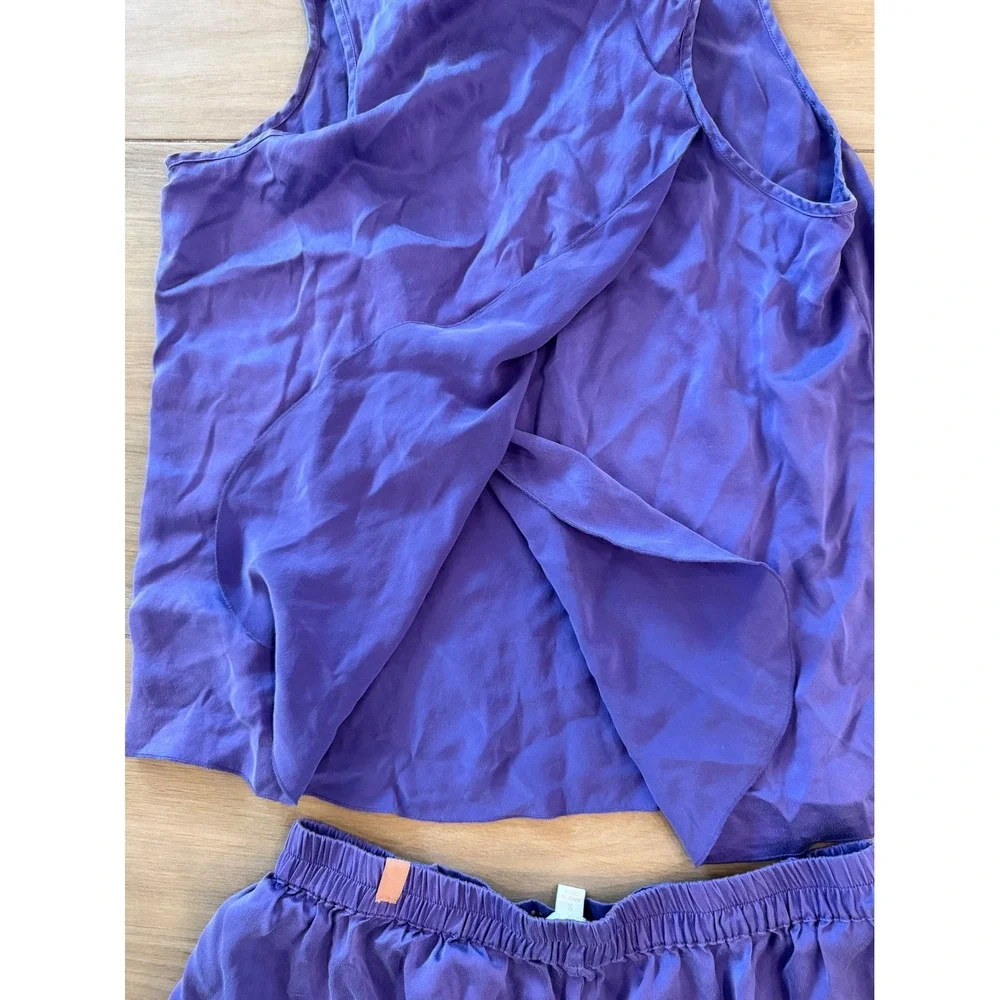 Lunya Washable Silk Set Purple Sleepwear Tank Shorts Small